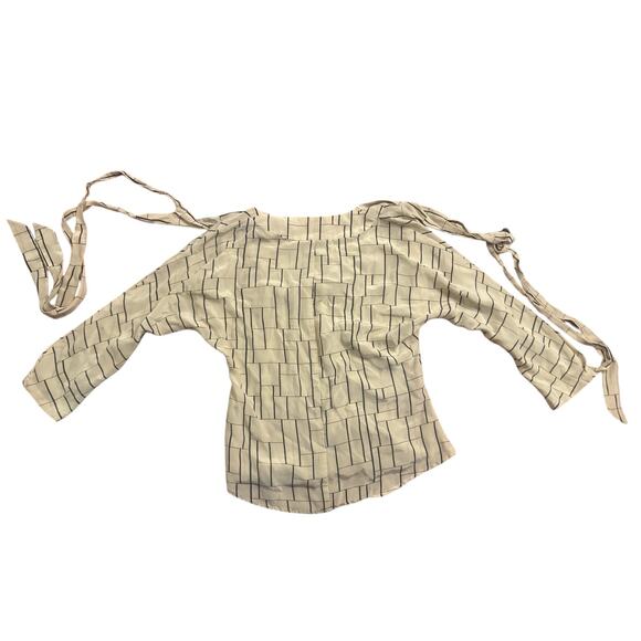 Women XS Dolan Silk Blouse Shirt Top Tie Sleeve Geometric Modern Print - Picture 3 of 6